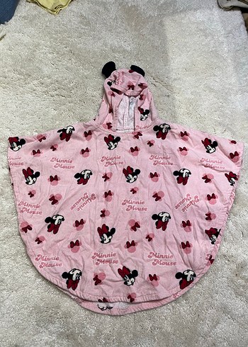 LCW Minnie Mouse Kapüşonlu Kız Panço - Görsel 5