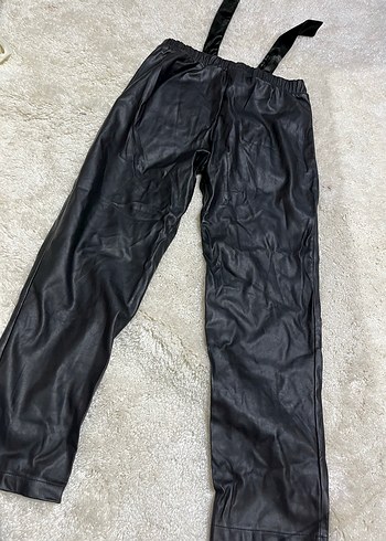 Kız Çocuk Siyah Deri Rahat Kesim Eşofman - Görsel 10