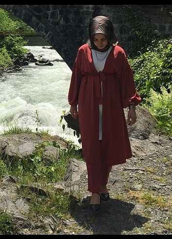 Tesettür pantolon kimono takım 