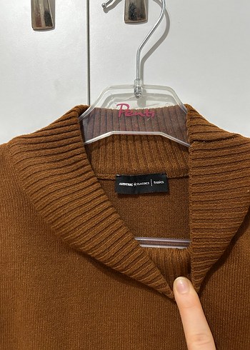 Kadın Kahverengi Boğazlı Triko Kazak - Görsel 3