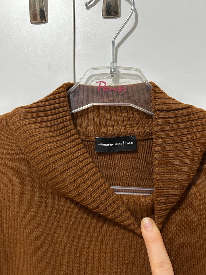 Kadın Kahverengi Boğazlı Triko Kazak - Görsel 3