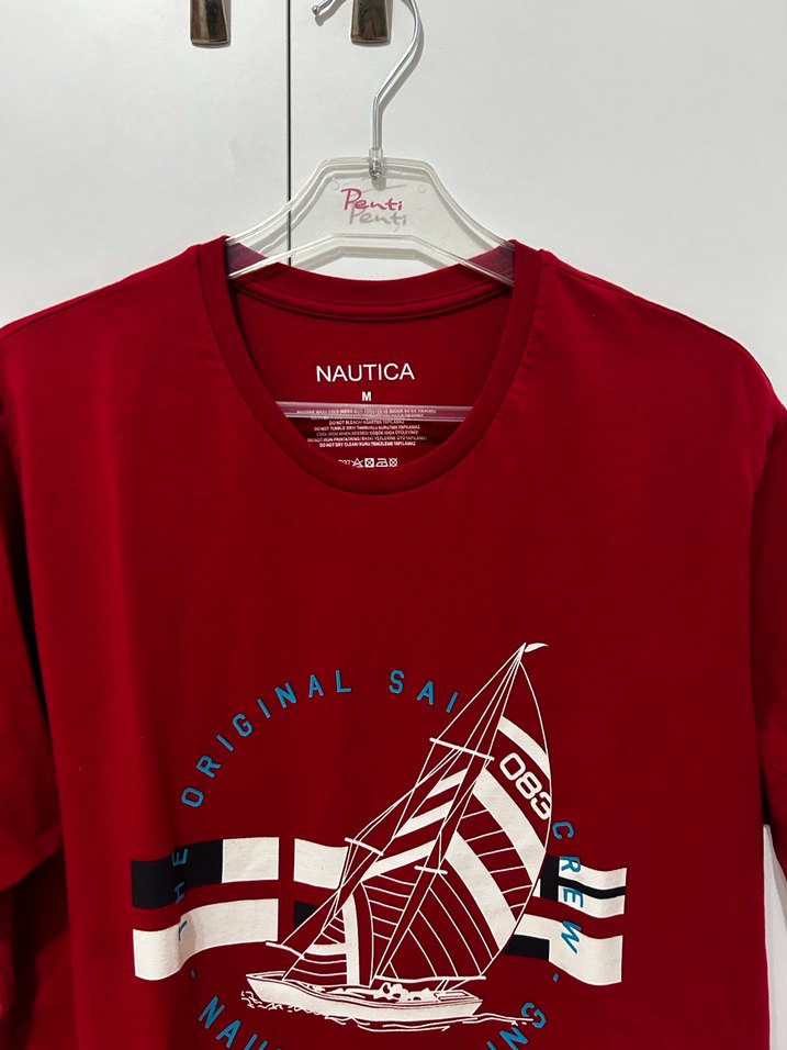 Kırmızı Nautica Baskılı Erkek Tişört - Görsel 2