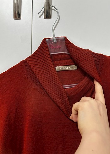 Kırmızı Yün Boğazlı Salaş Kazak - Görsel 3