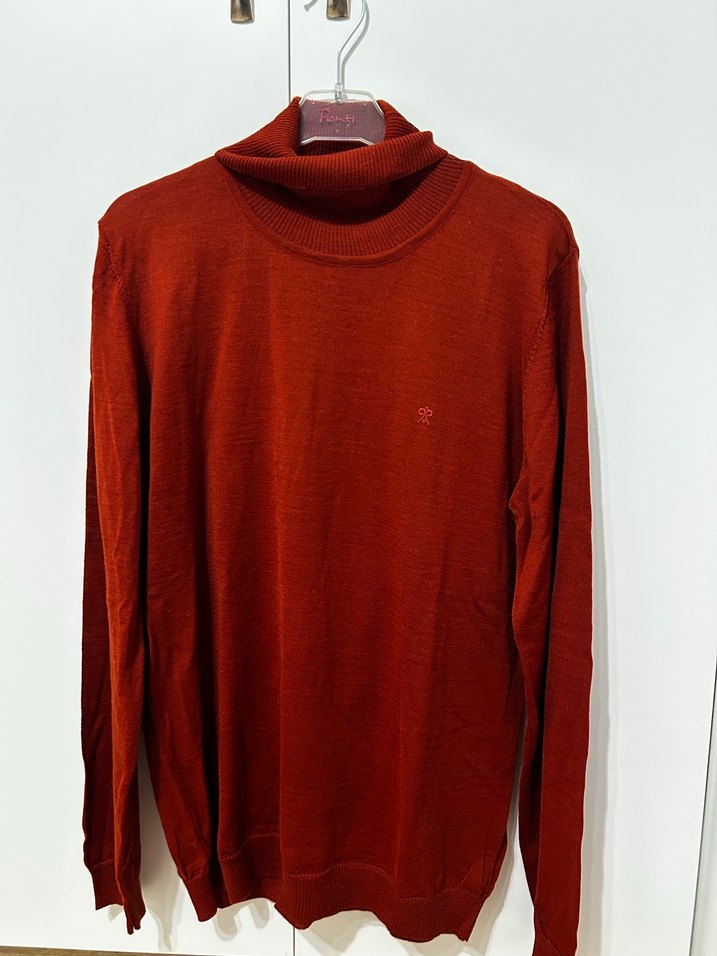 Kırmızı Yün Boğazlı Salaş Kazak - Görsel 2