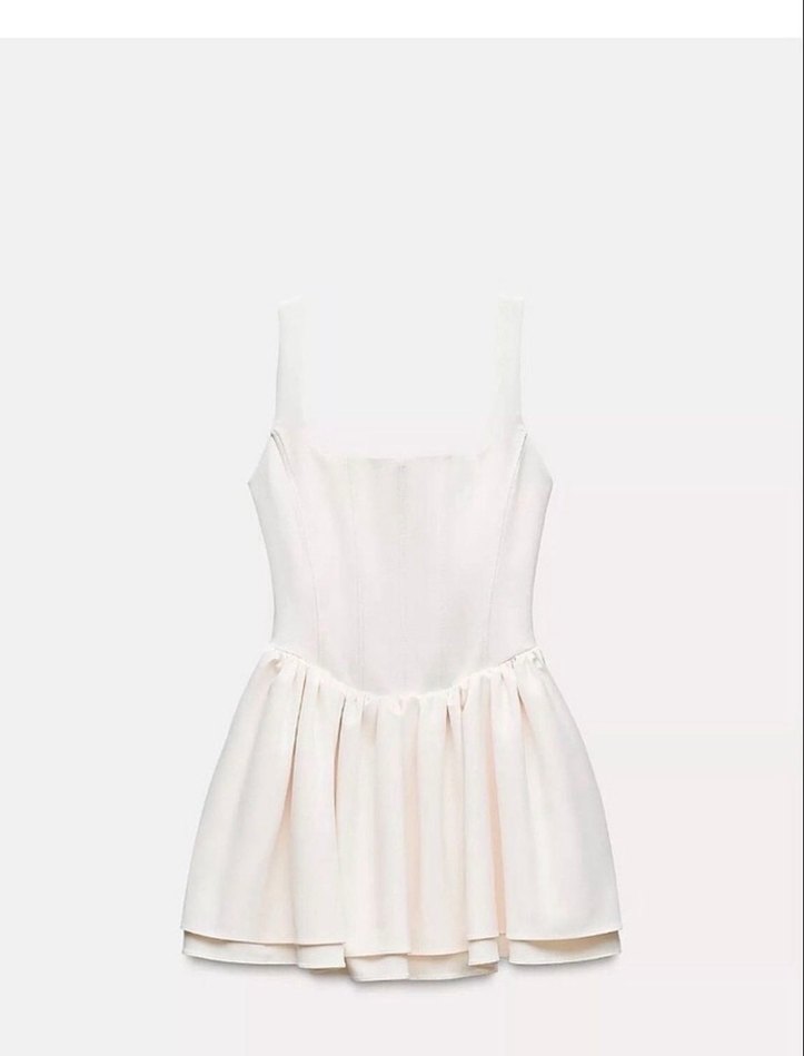 Zara Beyaz Mini Elbise - Görsel 2