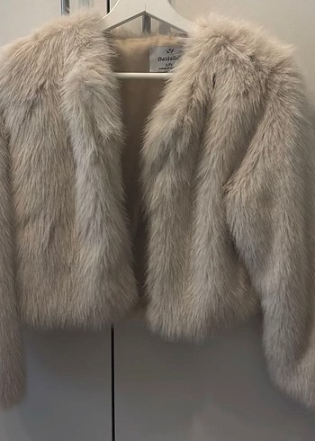 Bej Kadın Kürk Detaylı Midi Kaban - Görsel 3