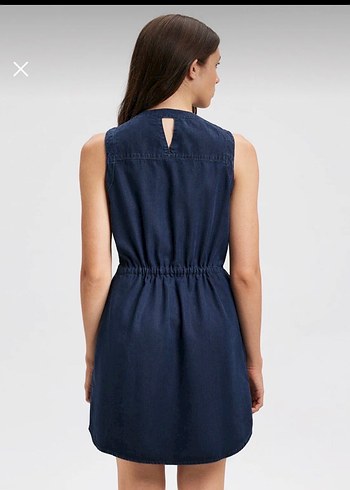 Kemerli Lacivert Kolsuz Kot Elbise - Görsel 3