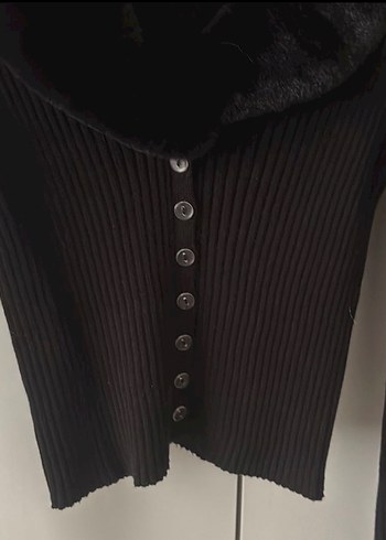 Düğmeli Siyah Kadın Triko Kazak - Görsel 2