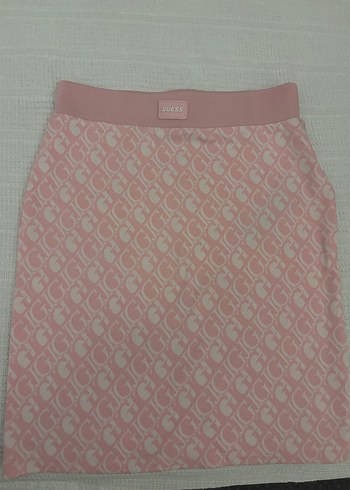 Guess Pembe Monogramli Duz Kesim Etek