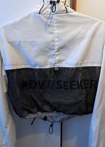 Düğmeli Beyaz Mini Streetwear Kadın Ceket - Görsel 6