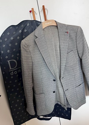 Damat Gri Klasik Kesim Keten Ceket - Görsel 8