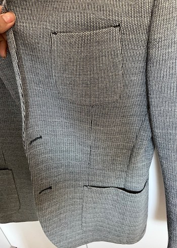 Damat Gri Klasik Kesim Keten Ceket - Görsel 4