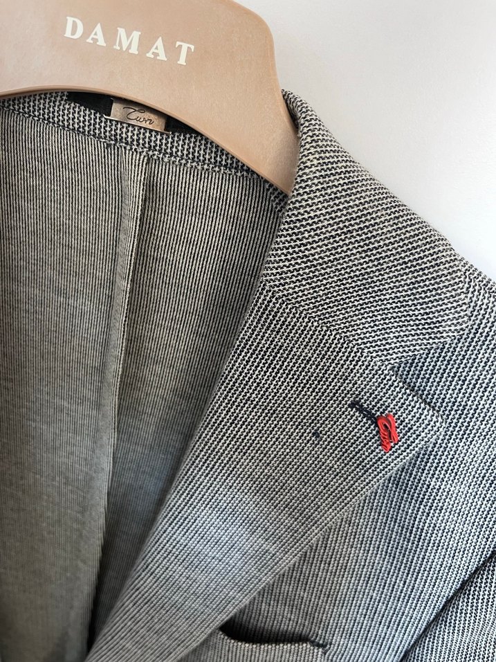 Damat Gri Klasik Kesim Keten Ceket - Görsel 2