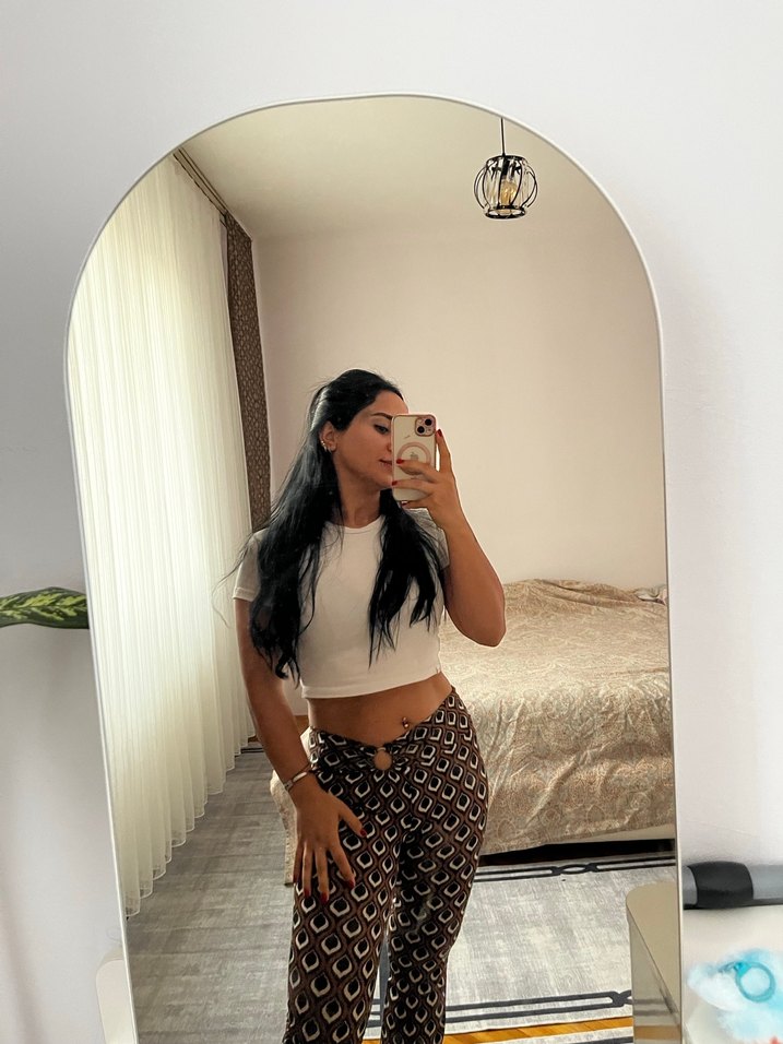 Zincir Detaylı Kahverengi Yılan Desenli İspanyol Paça - Görsel 3