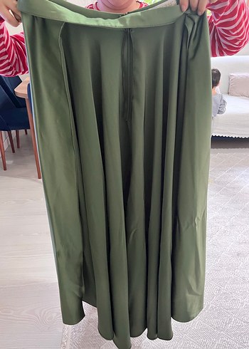 TREND GİYİM Khaki Uzun Kollu Saten Abiye - Görsel 3