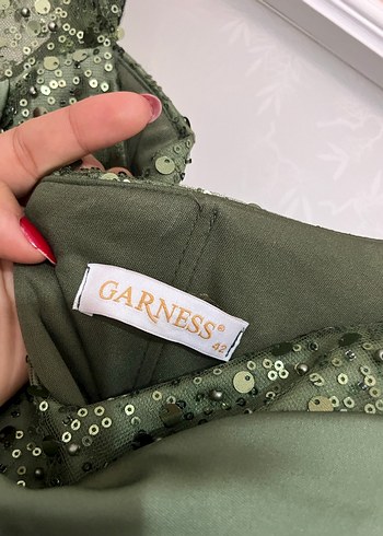 TREND GİYİM Khaki Uzun Kollu Saten Abiye - Görsel 7