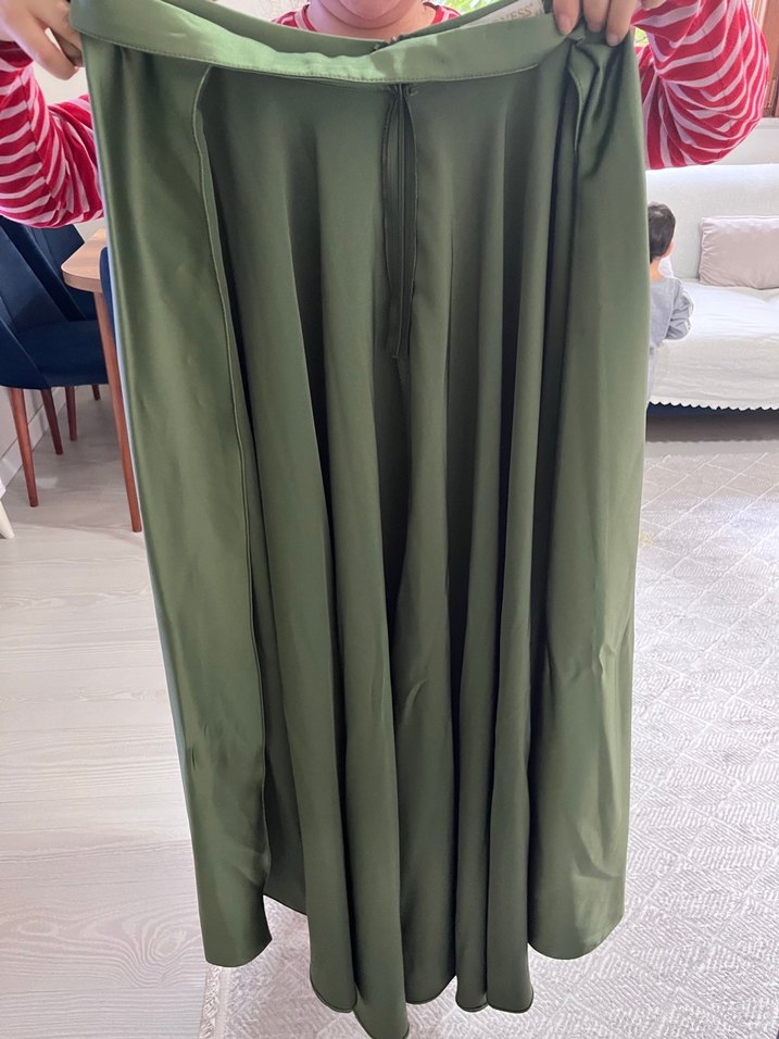 TREND GİYİM Khaki Uzun Kollu Saten Abiye - Görsel 3