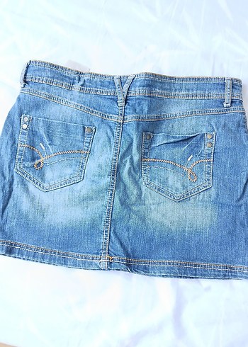 m Beden Pastel Mavi Denim Mini Etek