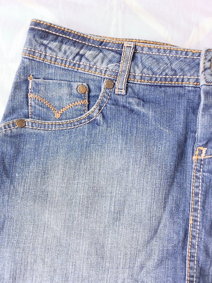 Pastel Mavi Denim Mini Etek - Görsel 2