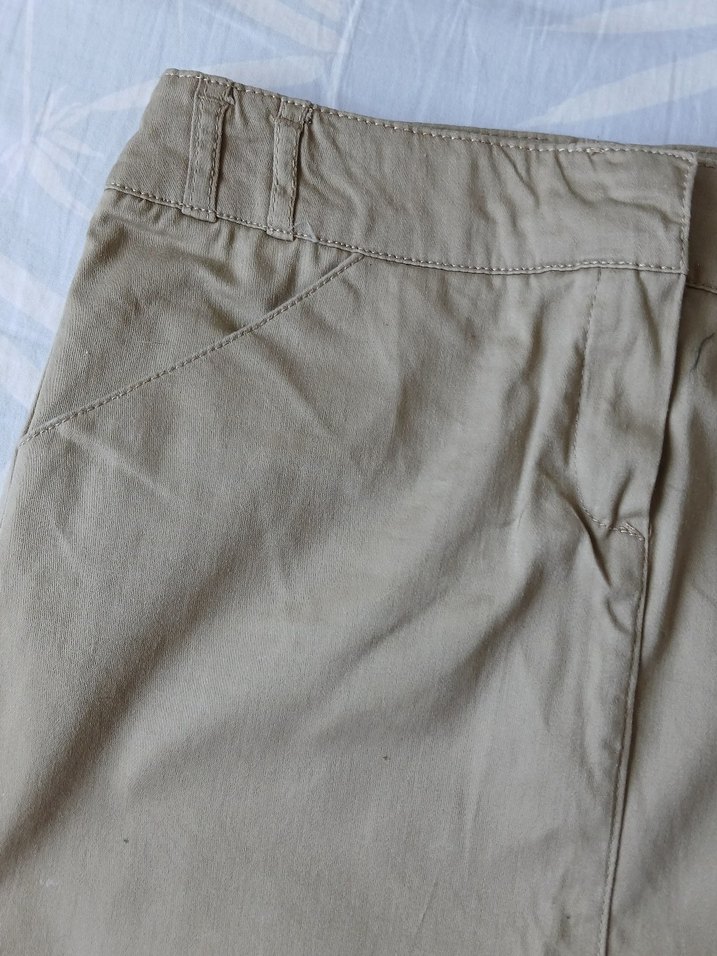 Bej Kadın Midi Keten Etek - Görsel 2