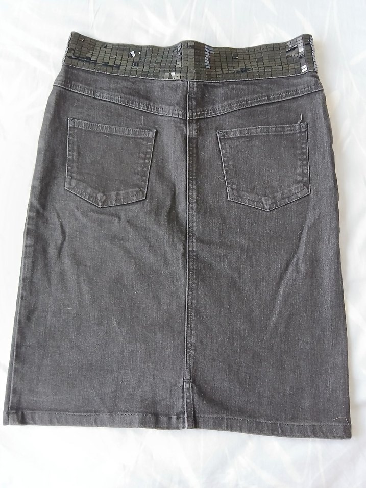 Bej Kadın Midi Keten Etek - Görsel 4