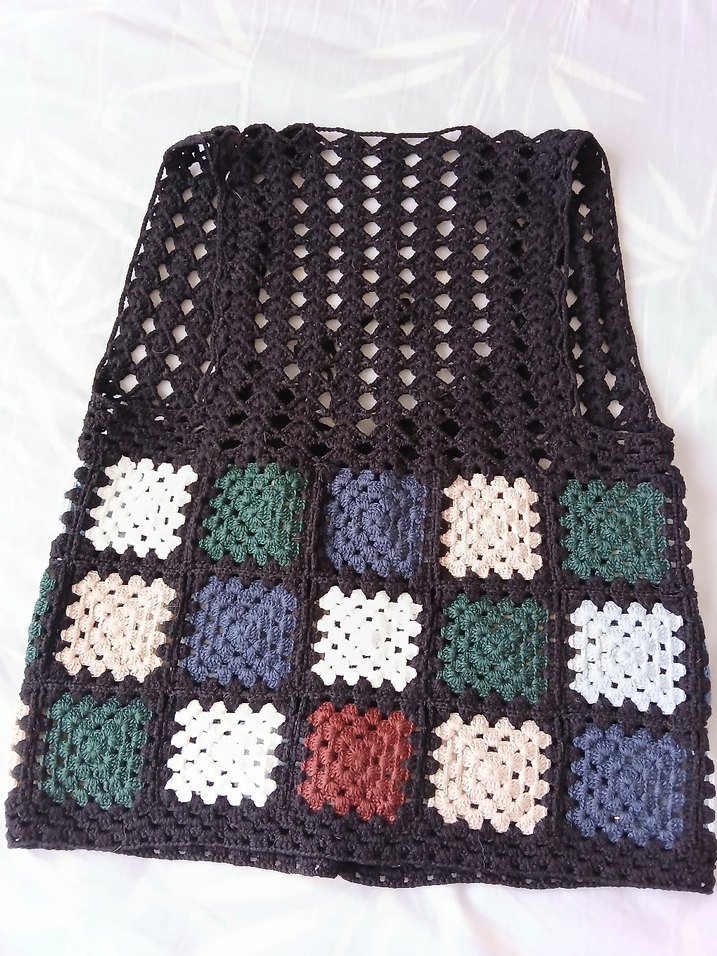 Bohem Çok Renkli Örgü Kolsuz Yelek - Görsel 3