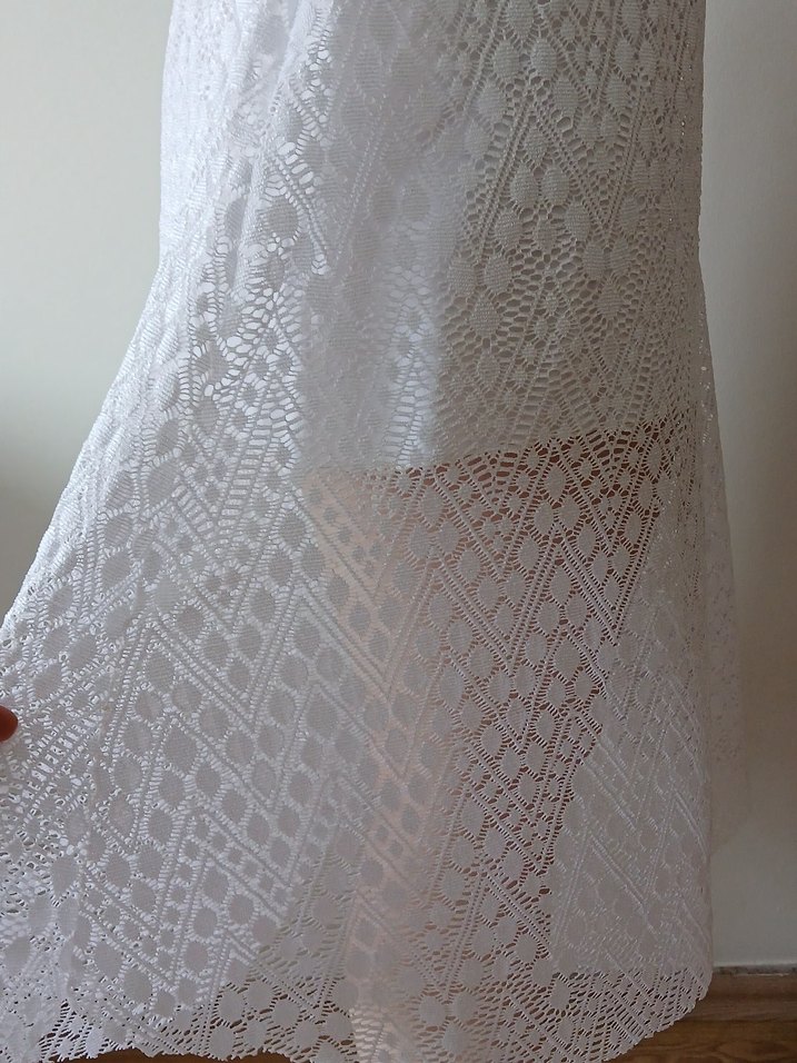 Beyaz Dantel Midi Kadın Etek - Görsel 2