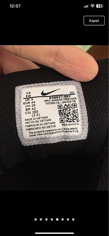 44 Beden siyah Renk Erkek nike ayakkabı