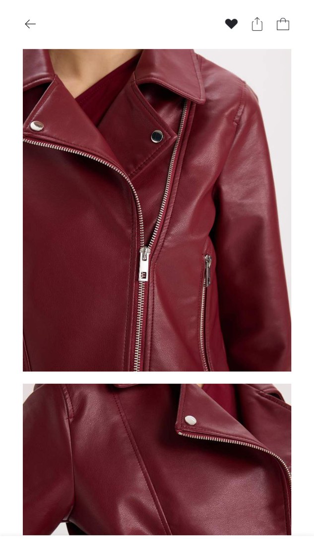 Bordo Kadın Deri Kemerli Ceket - Görsel 3