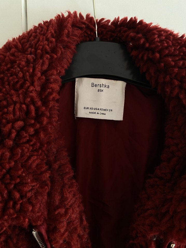 Bordo Suni Kürk Detaylı Kadın Mont - Görsel 4