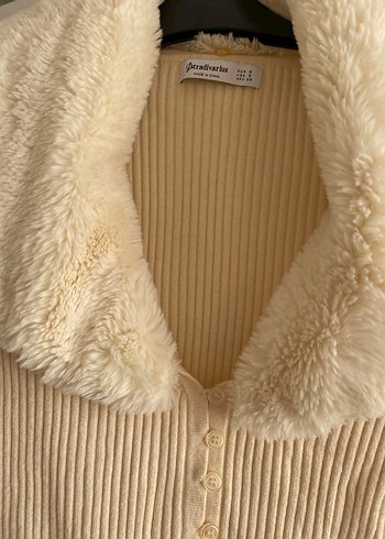 Kürklü Bej Kadın Triko Kazak - Görsel 3