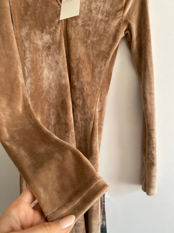 Bej Kadın Süet Midi Kaban - Görsel 4