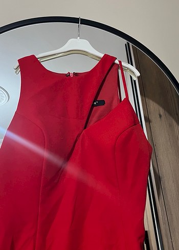 Kırmızı Kadın Abiye Elbise - Görsel 4