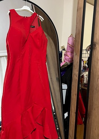 Kırmızı Kadın Abiye Elbise - Görsel 2