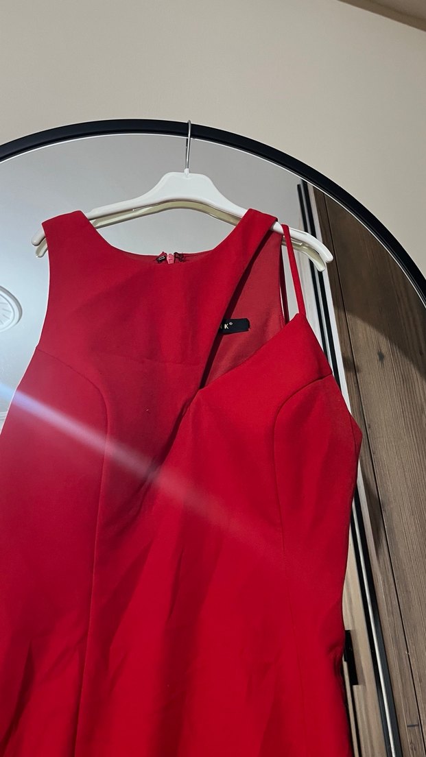 Kırmızı Kadın Abiye Elbise - Görsel 4