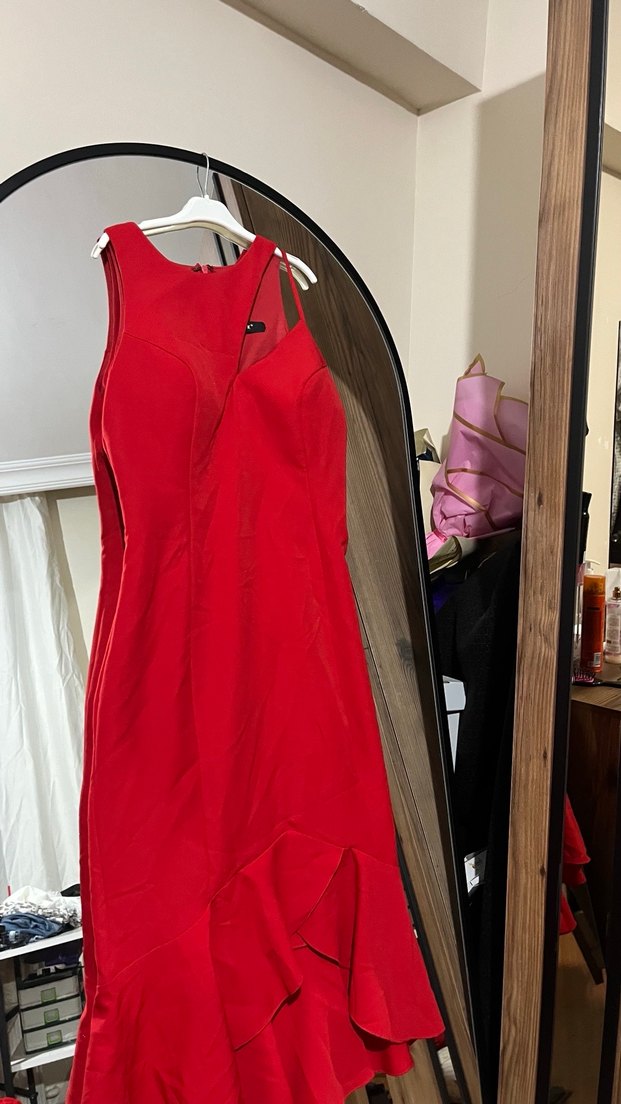 Kırmızı Kadın Abiye Elbise - Görsel 3