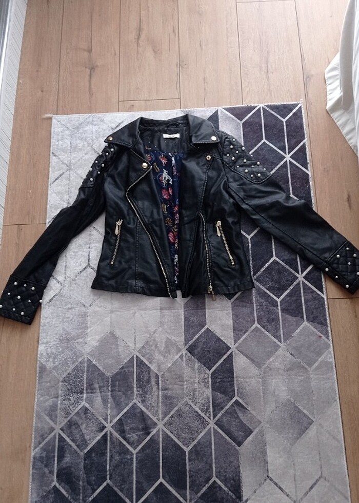 Koton deri ceket kısa  - Görsel 4