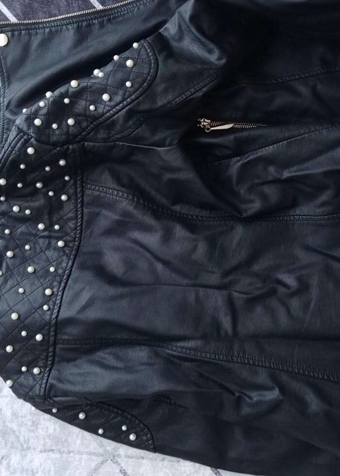 Koton deri ceket kısa  - Görsel 5