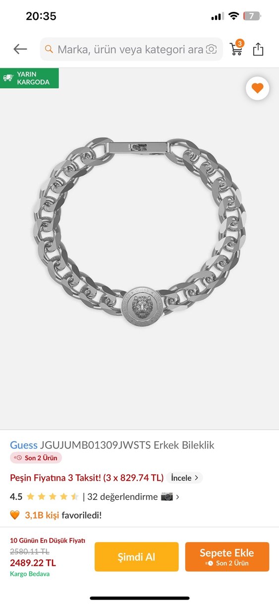 GUESS Aslan detaylı erkek Bileklik - Görsel 4