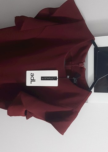 Bordo Kısa Kollu Fırfırlı Kadın elbise - Görsel 5