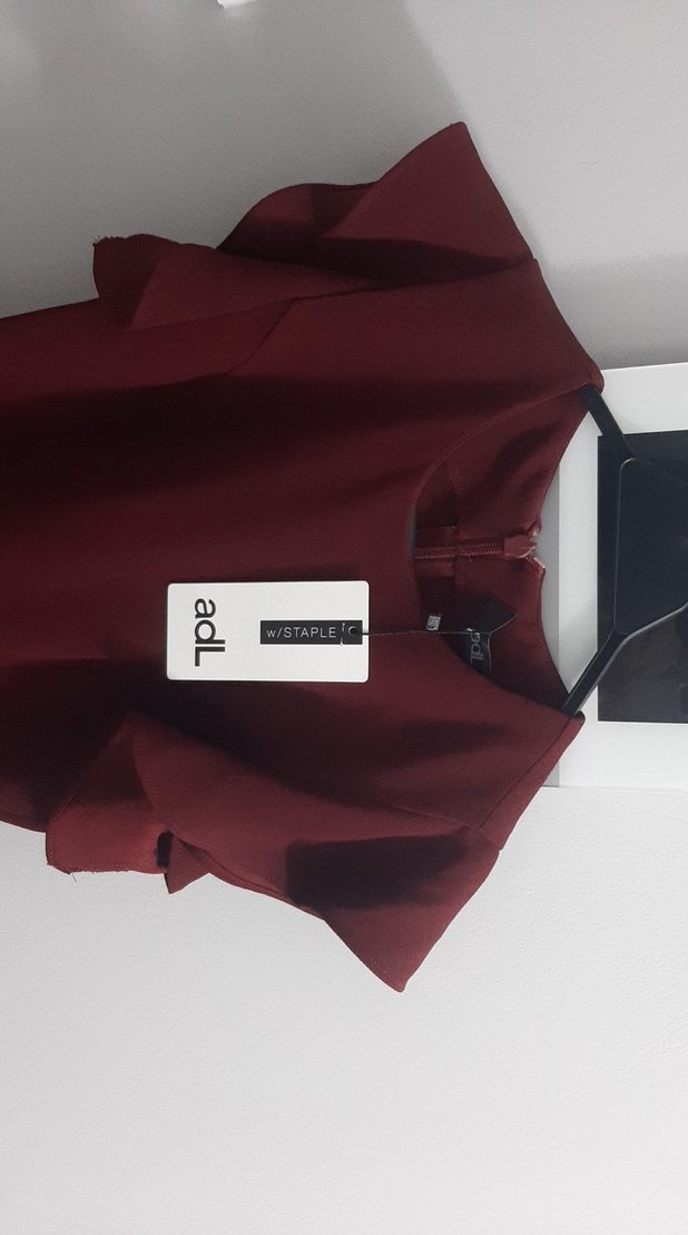 Bordo Kısa Kollu Fırfırlı Kadın elbise - Görsel 5