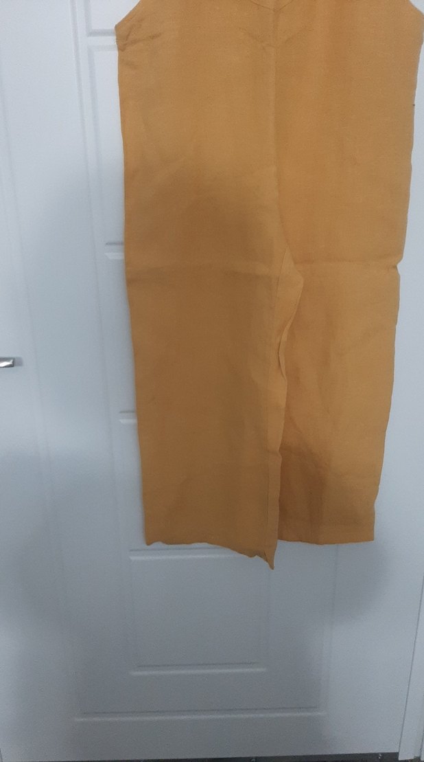 Bej Keten Midi Uzunlukta Kadın Tulum - Görsel 3