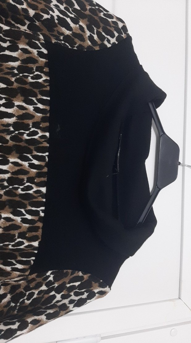 Kürk Detaylı Zebra Desenli Midi Elbise - Görsel 2