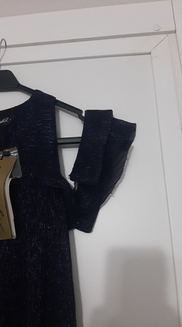 Siyah Piliseli Uzun Abiye Elbise - Görsel 3