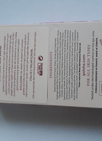 Gülsha Gül Özlü Göz Kremi 15 ml - Görsel 7