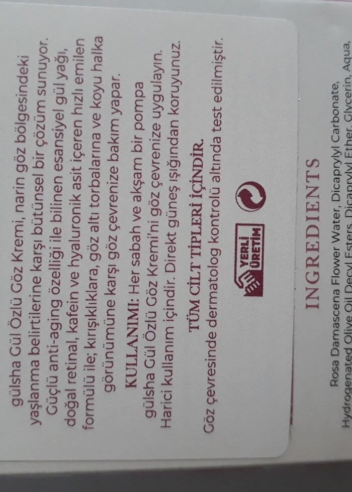 Gülsha Gül Özlü Göz Kremi 15 ml - Görsel 4