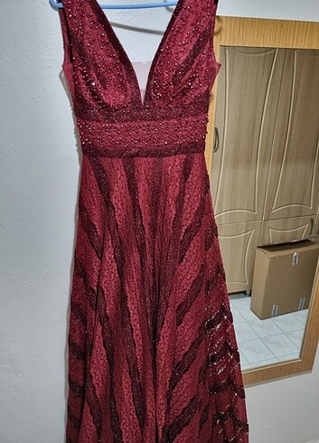 36 Beden bordo Renk Abiye