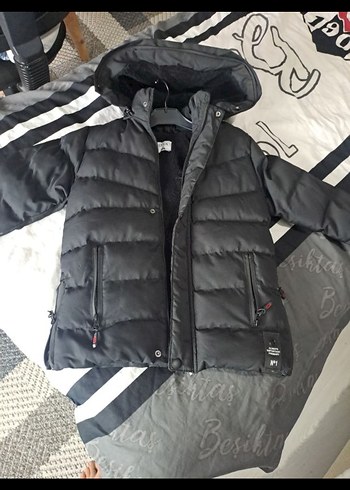 Erkek Çocuk Siyah Fermuarlı Street Wear Mont
