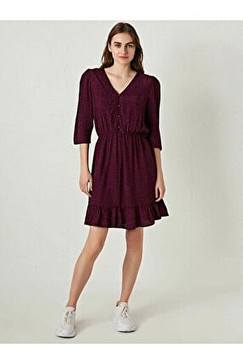 LCW - Mor Puantiyeli Elbise - XXL - 44 -