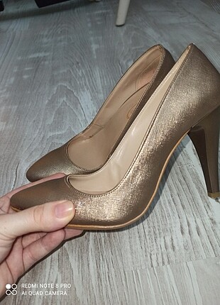 Stiletto Gold pırıltılı ayakkabı 36 numara 